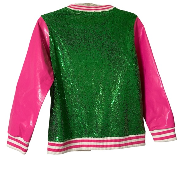 Nickelodeon Jojo’s Closet Sequin Faux Leather Varsity Jacket Size Girls XL 14 16 - Picture 2 of 9